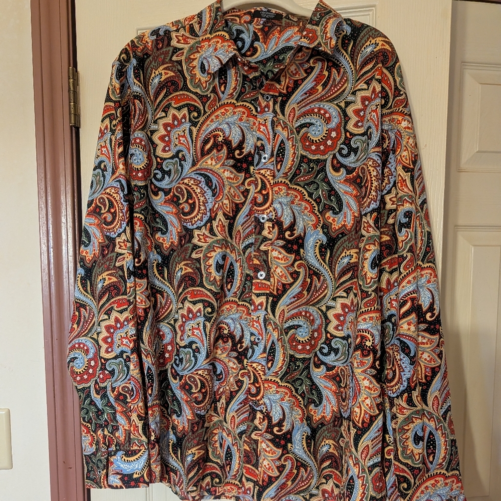 Coofandy Paisley Patterned Men's  Button Up Shirt XL Euc
